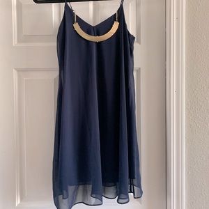 City of Triangles Spaghetti Strap Blue Dress